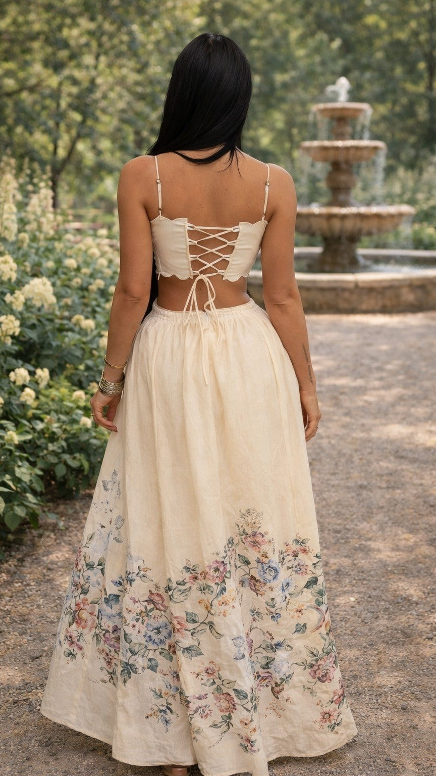 Villa Fleur Linen Maxi Dress