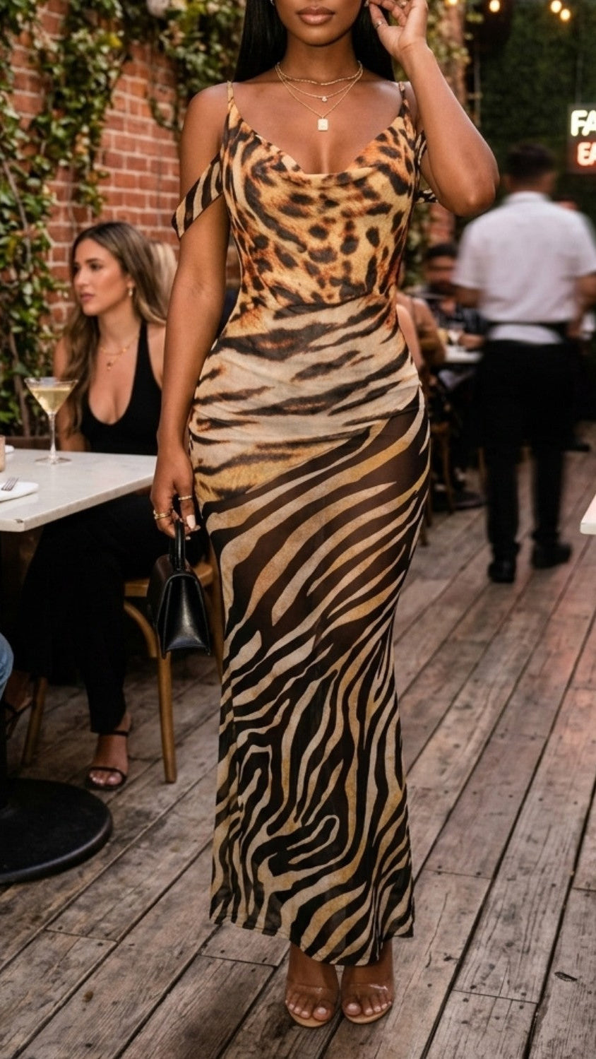 Savannah Silk Mesh Maxi Dress