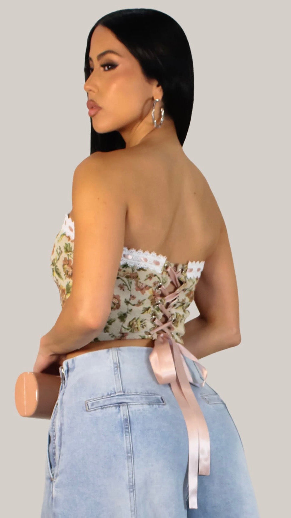 Rosé Garden Lace Corset Top