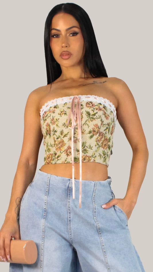 Rosé Garden Lace Corset Top