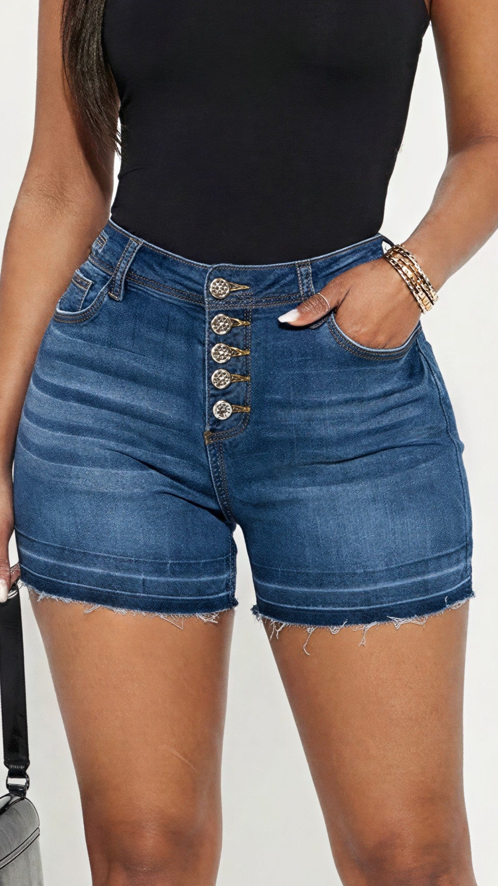 Monroe Luxe High-Waist Denim Shorts