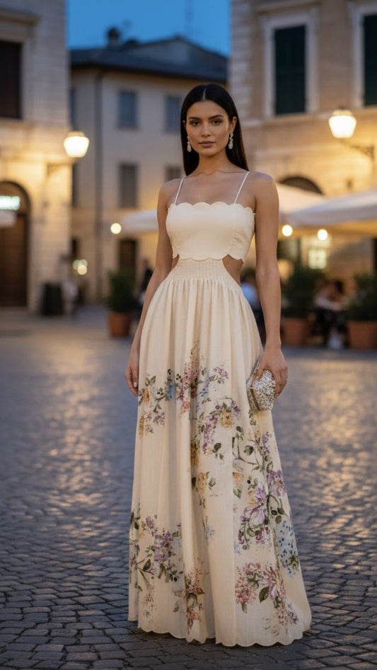 Villa Fleur Linen Maxi Dress
