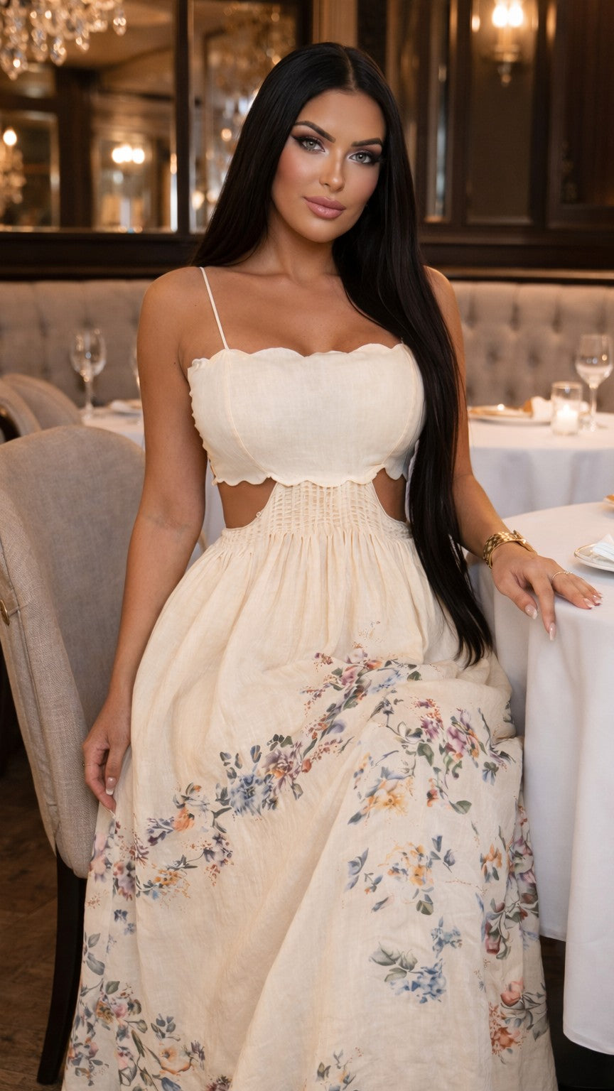 Villa Fleur Linen Maxi Dress